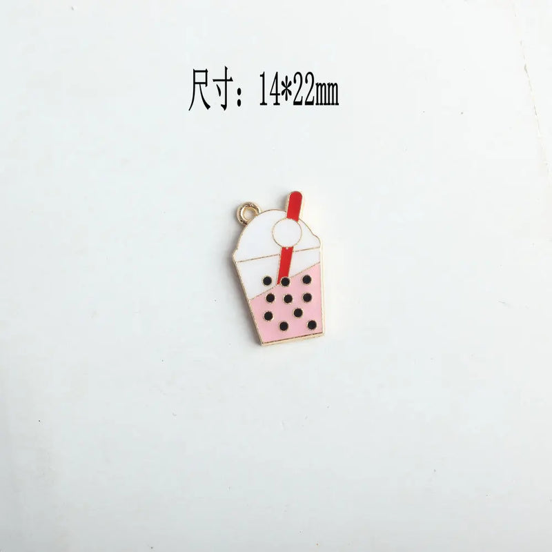 20pcs Milk Tea Enamel Charm Pendants for DIY Bracelet Making
