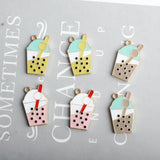 20pcs Milk Tea Enamel Charm Pendants for DIY Bracelet Making