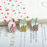 20pcs Milk Tea Enamel Charm Pendants for DIY Bracelet Making