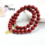 Cinnabar Purple Sand Bracelet Amulets Fine Jewelry Men Women