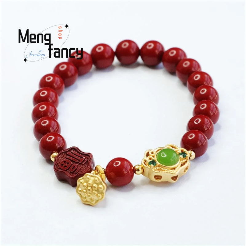 Cinnabar Purple Sand Fortunate Bracelet Amulets Fine Jewelry