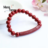 Cinnabar Purple Sand Heart Sutra Bracelet Amulets Fine Jewelry