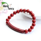 Cinnabar Purple Sand Heart Sutra Bracelet Amulets Fine Jewelry