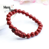 Natural Cinnabar Purple Sand RuYi Pixiu Bracelet Amulets Mascots Fine Jewelry