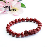 Natural Cinnabar Purple Sand RuYi Pixiu Bracelet Amulets Mascots Fine Jewelry