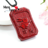 Cinnabar Purple Sand Rabbit Pendant Amulet Jewelry