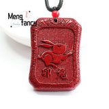 Cinnabar Purple Sand Rabbit Pendant Amulet Jewelry
