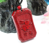 Cinnabar Purple Sand Rabbit Pendant Amulet Jewelry
