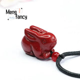 Cinnabar Purple Sand Zodiac Rabbit Pendant Amulet Jewelry Gift