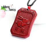 Cinnabar Purple Sand Rabbit Pendant Amulet Jewelry