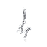 Shining Letter M Bead 925 Sterling Silver Jewelry