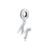 Shining Letter M Bead 925 Sterling Silver Jewelry