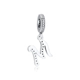 Shining Letter M Bead 925 Sterling Silver Jewelry