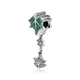 925 Sterling Silver Sparkling Leaves Bead for Bracelets