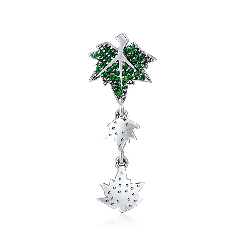 925 Sterling Silver Sparkling Leaves Bead for Bracelets