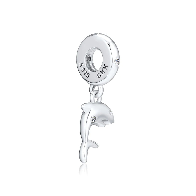 Sweet Shark Bead 925 Sterling Silver Charm for Bracelets