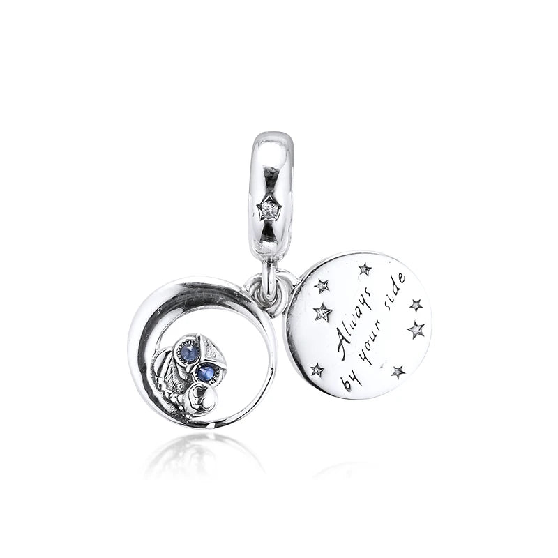925 Sterling Silver Always by Your Side Owl Hanging Beads