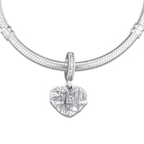 925 Sterling Silver Home Sweet Heart Bead Charm for Bracelets Necklaces