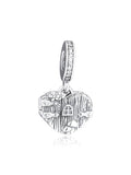 925 Sterling Silver Home Sweet Heart Bead Charm for Bracelets Necklaces
