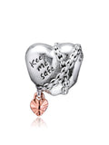 925 Sterling Silver Chained Heart Beads Charm for European Bracelets Necklaces