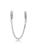 Clear Sparkle Safety Chain Beads 925 Sterling Silver Jewelry