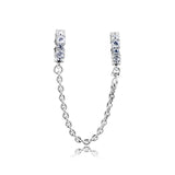 Clear Sparkle Safety Chain Beads 925 Sterling Silver Jewelry