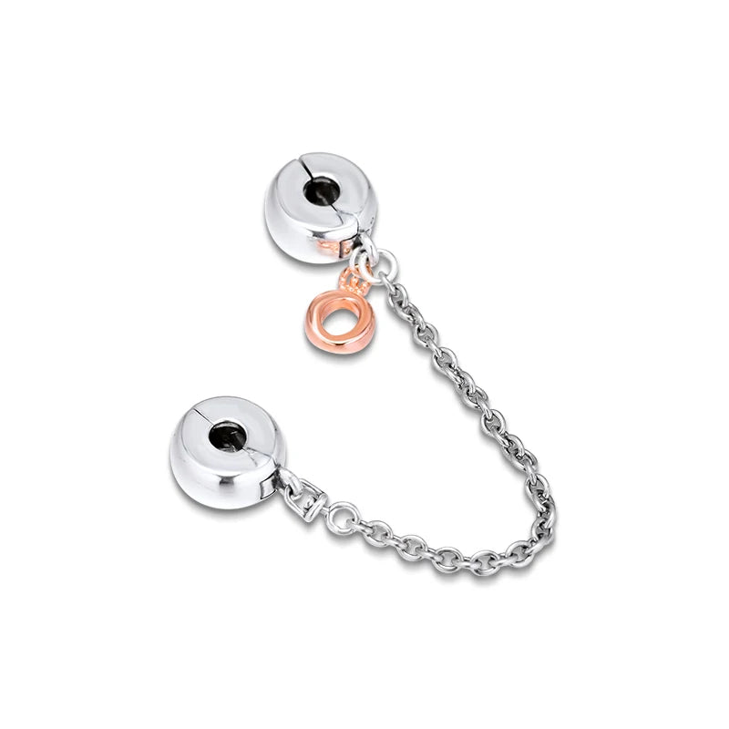 925 Sterling Silver Crown O Safety Chain Beads