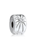 Sunburst Clip Bead 925 Sterling Silver Charm for Bracelets Necklaces