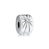 Sunburst Clip Bead 925 Sterling Silver Charm for Bracelets Necklaces