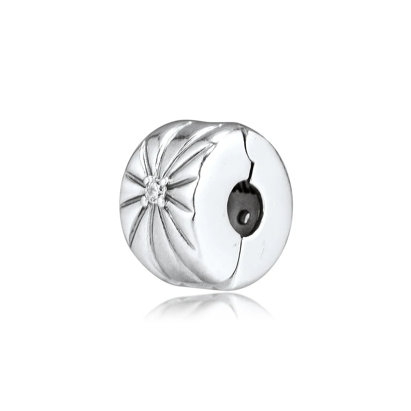 Sunburst Clip Bead 925 Sterling Silver Charm for Bracelets Necklaces