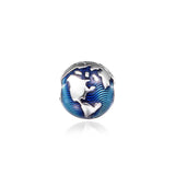 925 Sterling Silver Globe Clip Charm for Necklaces and Bracelets