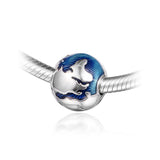 925 Sterling Silver Globe Clip Charm for Necklaces and Bracelets