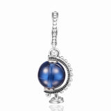 925 Silver Globe Dangle Charm for Jewelry, Women's Necklace Bracelet