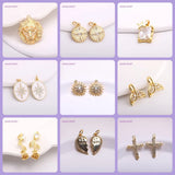 18K Plated Zircon Heart Shape Pendants DIY Jewelry Making