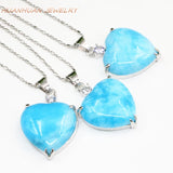 Heart Drop Pendant Jades Stone Necklace Stainless Steel 22x31mm B3348
