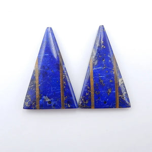 Lapis Lazuli Tiger-Eye Intarsia Earrings Bead Set