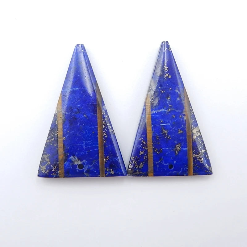 Lapis Lazuli Tiger-Eye Intarsia Earrings Bead Set