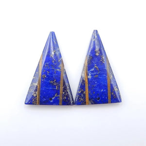 Lapis Lazuli Tiger-Eye Intarsia Earrings Bead Set