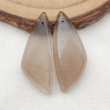 Natural Smoky Quartz Hand Cut Earrings Beads 25x10x3mm