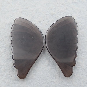 Natural Smoky Quartz Hand Cutting Earrings Beads 35x19x5mm