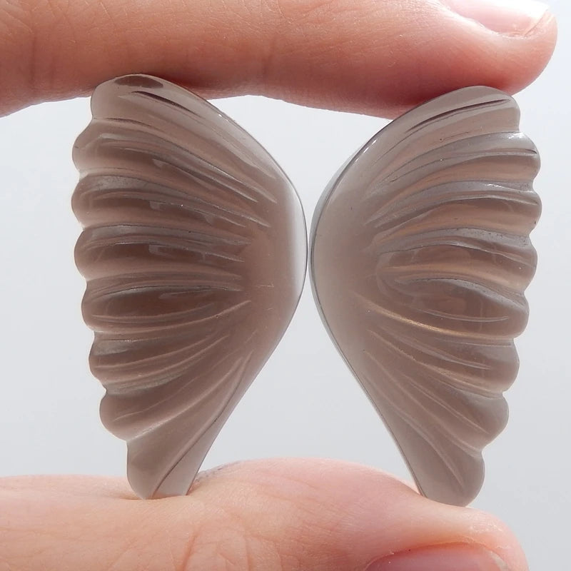 Natural Smoky Quartz Hand Cutting Earrings Beads 35x19x5mm