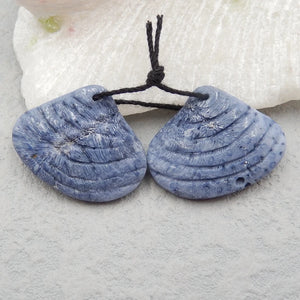 Natural Coral Shell Shape Earrings Pairs 25x20x4mm