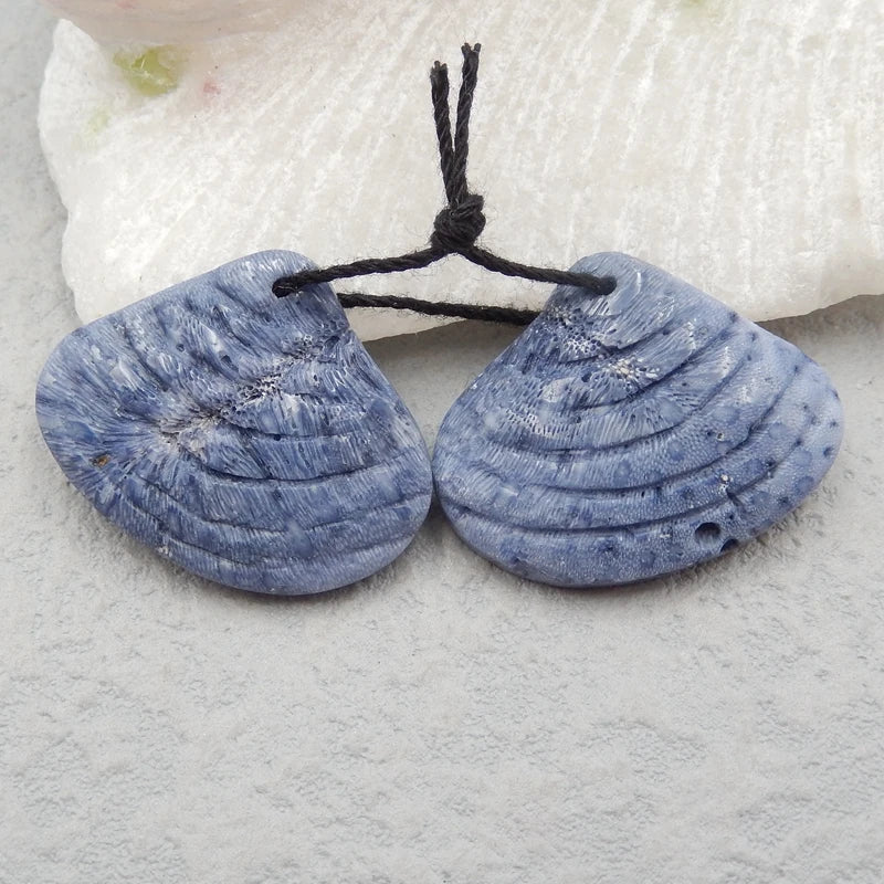 Natural Coral Shell Shape Earrings Pairs 25x20x4mm