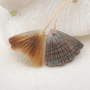 Shell Hand-Carved Leaf Earrings Pair