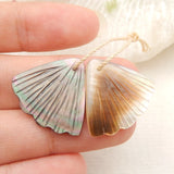 Shell Hand-Carved Leaf Earrings Pair