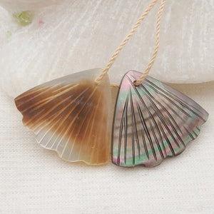 Shell Hand-Carved Leaf Earrings Pair