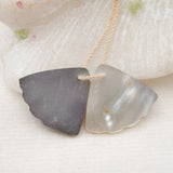 Shell Hand-Carved Leaf Earrings Pair