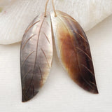 Hand-Cut Natural Shell Leaf Earrings 51x17x2mm
