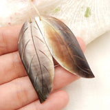 Hand-Cut Natural Shell Leaf Earrings 51x17x2mm