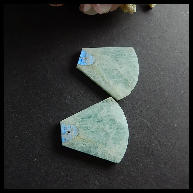 Aquamarine Moon Stone Charms Jewelry Beads 31x29x3mm